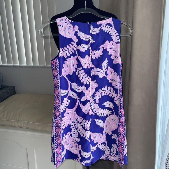 Lilly Pulitzer Donna Romper Galaxy Blue Turtle Shell Coral 4 - Picture 4 of 9